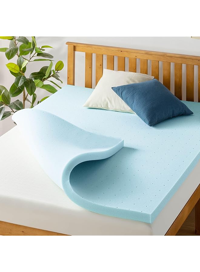 erorex 1.5 Inch Ventilated Memory Foam Mattress Topper Cooling Gel Infusion Certipur Us Certified Queen Blue - Image 1