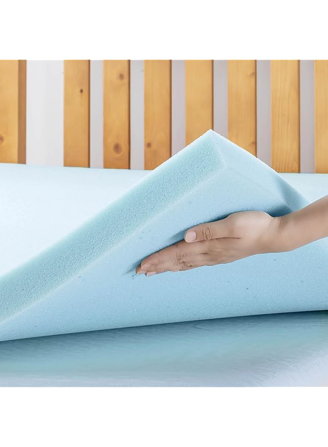 erorex 1.5 Inch Ventilated Memory Foam Mattress Topper Cooling Gel Infusion Certipur Us Certified Queen Blue - Image 4