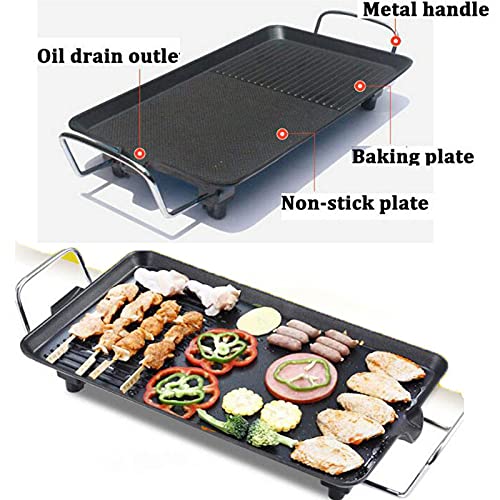 FEELING MALL Electric Griddle with Adjustable Temperature Control, Smokeless Barbecue Hot Pot Plate, BBQ Hot Plate Burger, Eggs, Pancake Griddle, Nonstick Extra Large Cooking Surface - Image 3