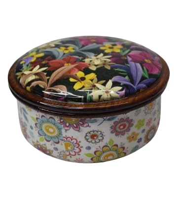 AMARY Handcrafted Sheesham Wood Box with Lid HandEnameled Storage for Dry Fruits Jewelry More Elegant Kitchen Organizer Decorative Gift 16cm x 8cm - Image 1