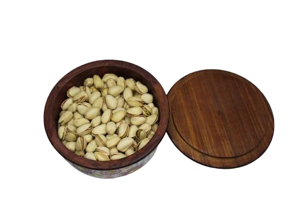 AMARY Handcrafted Sheesham Wood Box with Lid HandEnameled Storage for Dry Fruits Jewelry More Elegant Kitchen Organizer Decorative Gift 16cm x 8cm - Image 3