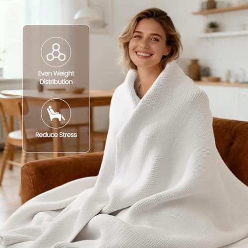 Goodhipi Knitted Weighted Blanket for Adults, 62"x90" 16lbs Chunky Knit Heavy Cotton Blanket,Gifts for Mothers Day Mom Birthday Gifts Presents, Cooling, Breathable, Sustainable, Machine Washable - Image 2