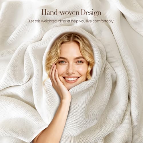 Goodhipi Knitted Weighted Blanket for Adults, 62"x90" 16lbs Chunky Knit Heavy Cotton Blanket,Gifts for Mothers Day Mom Birthday Gifts Presents, Cooling, Breathable, Sustainable, Machine Washable - Image 3