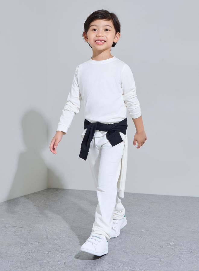 Styli Kids Off White Cotton Long-Sleeve T-Shirt and Joggers Set-Unisex - Image 1