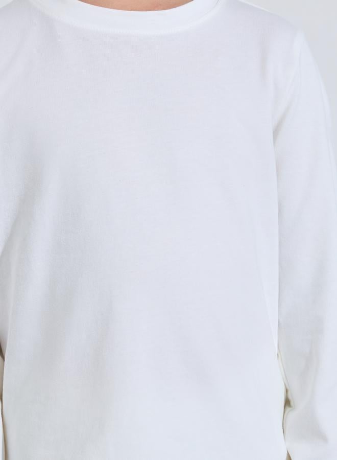 Styli Kids Off White Cotton Long-Sleeve T-Shirt and Joggers Set-Unisex - Image 4