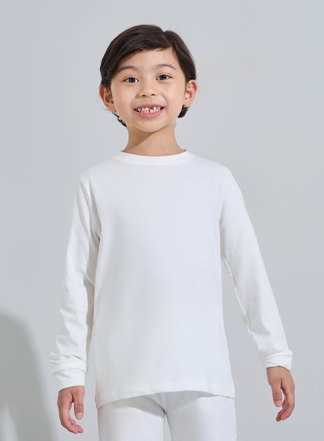 Styli Kids Off White Cotton Long-Sleeve T-Shirt and Joggers Set-Unisex - Image 3