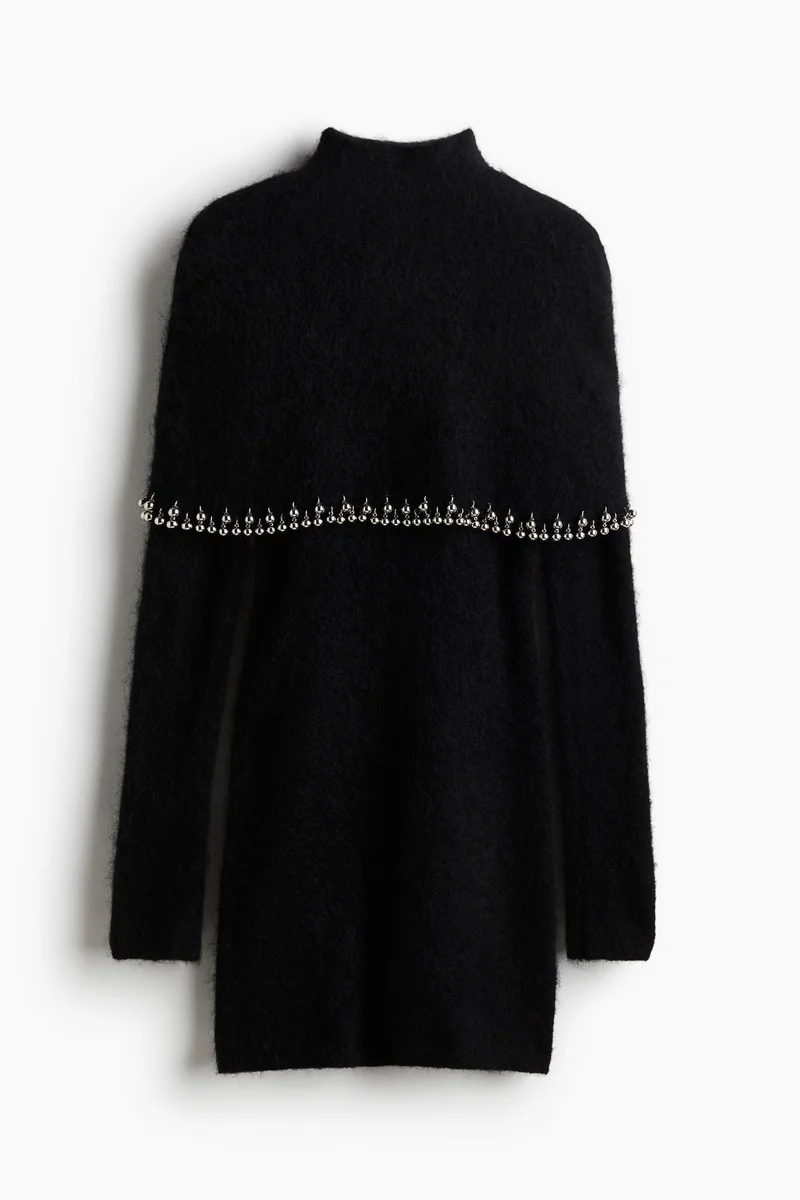 H&M Bead-trimmed mohair-blend dress