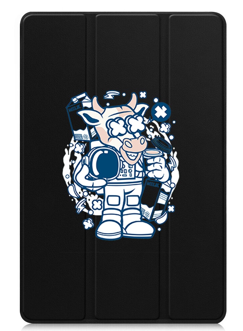 Theodor Protective Flip Case For Apple iPad mini 7th Generation (A17 Pro 2024 / Mini 6 2021 6th Generation) With Trifold Stand Auto Wake Sleep Shockproof Cover Cow astronaut  - Image 1