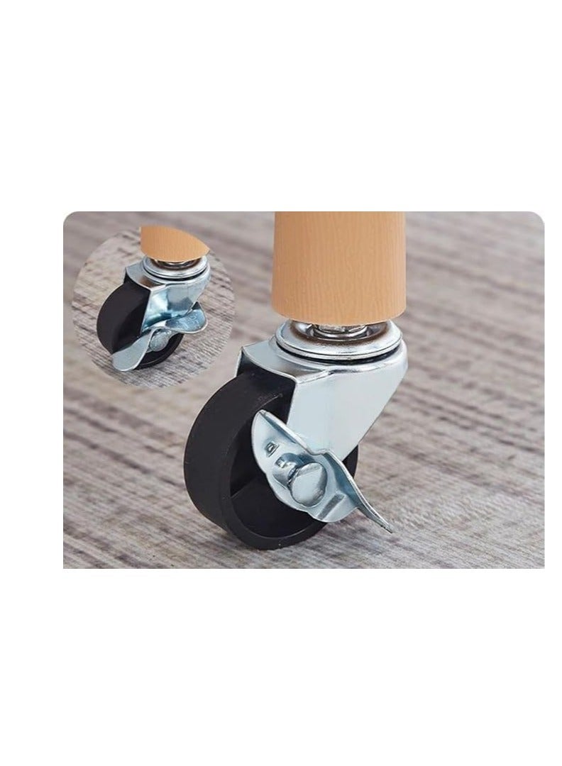 3-Tier Rolling Cart: Storage Organizer Cart with Handle and Lockable Wheels, Multifunctional Cart with Wood Frame for Home, Office, Living Room, Kitchen (White)2 - Image 3