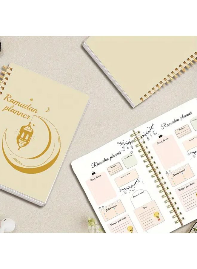مخطط رمضان A5 دفتر ملاحظات 100 صفحة مع تصميم هلال القمر قائمة المهام اليومية - Image 1
