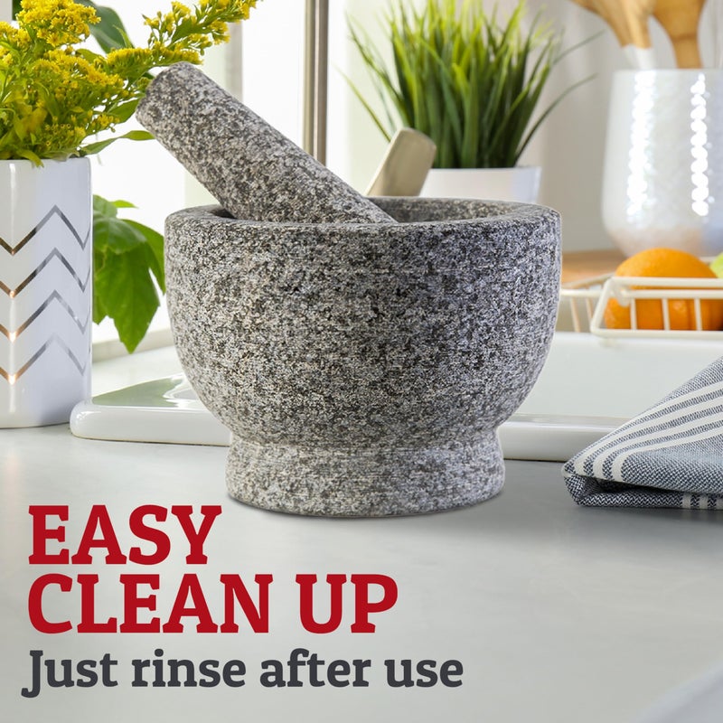 Priority Chef PriorityChef Mortar and Pestle Set, Heavy Duty Natural Granite, Make Fresh Guacamole at Home, Solid Stone Grinder Bowl, Herb Crusher, Spice Grinder, 1.5 Cup Size, Unpolished Grey - Image 5