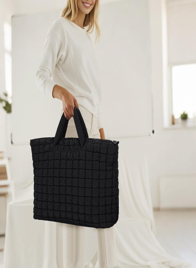 ANKICK Quilted Duffle Bag for Travel, Large Puffer Duffel Weekender Bags Soft Gym Tote, Big Puffy Carry on Luggage Overnight, Black, Large, Contemporary - Image 3
