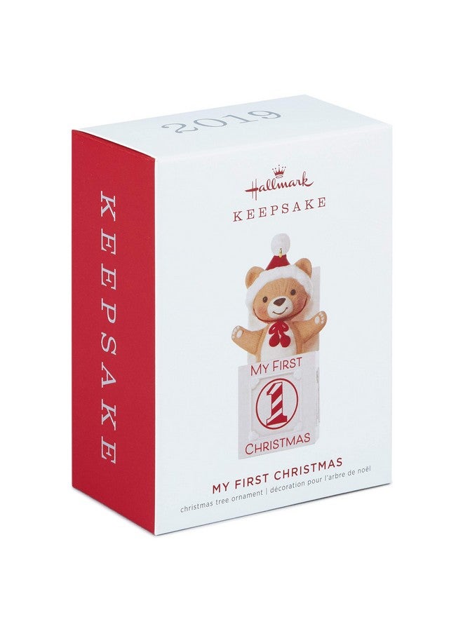 Hallmark Keepsake 2019 Year Dated Baby My First Christmas Jack-in-The-Box Bear Ornament, - Image 3
