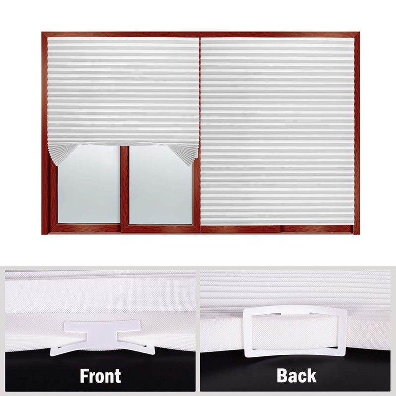 LUCKUP 2 Pack Cordless Light Filtering Pleated Fabric ShadeEasy to Cut and Install with 4 Clips 36x72 2 Pack White - Image 4
