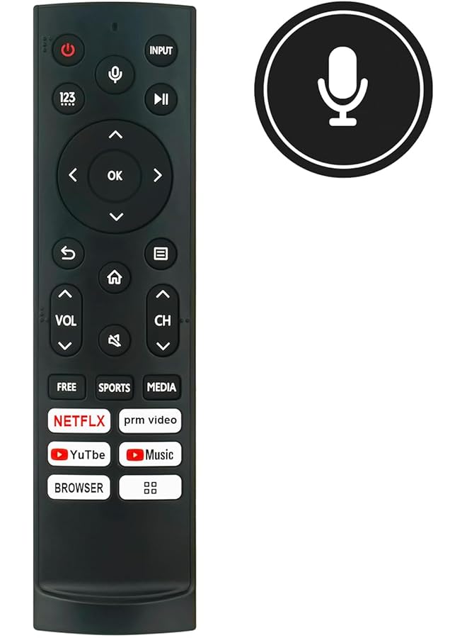 erorex Erf3H90H Replaced Remote Control Fit For Hisense Smart Tv With Short App: Netflix Prime Video Youtube Music Browser  - Image 2