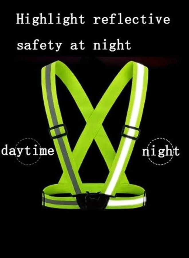 ABBASALI Green Adjustable Reflective Vest Belt For Safety With High Visibility For Cycling Jogging,Construction Site Ports Traffic Controls With Safety White Helmet & Safety Jacket  - Image 2