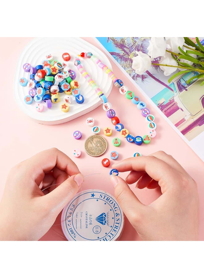 200 Pcs 9.5mm Ocean Pattern Beads Sea Handmade Polymer Clay Beads Flat Round Beads for DIY Craft Making Supplies - Image 3