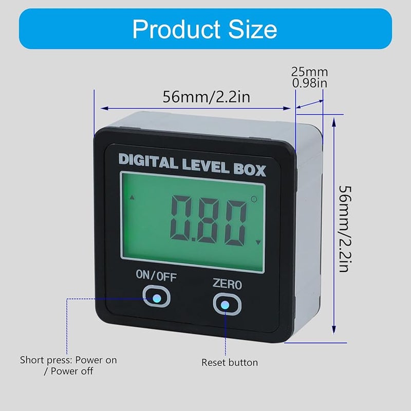 Digital Inclinometer Level Box 360 Rotating Screen LED Backlight Woodworking Tool - Image 4