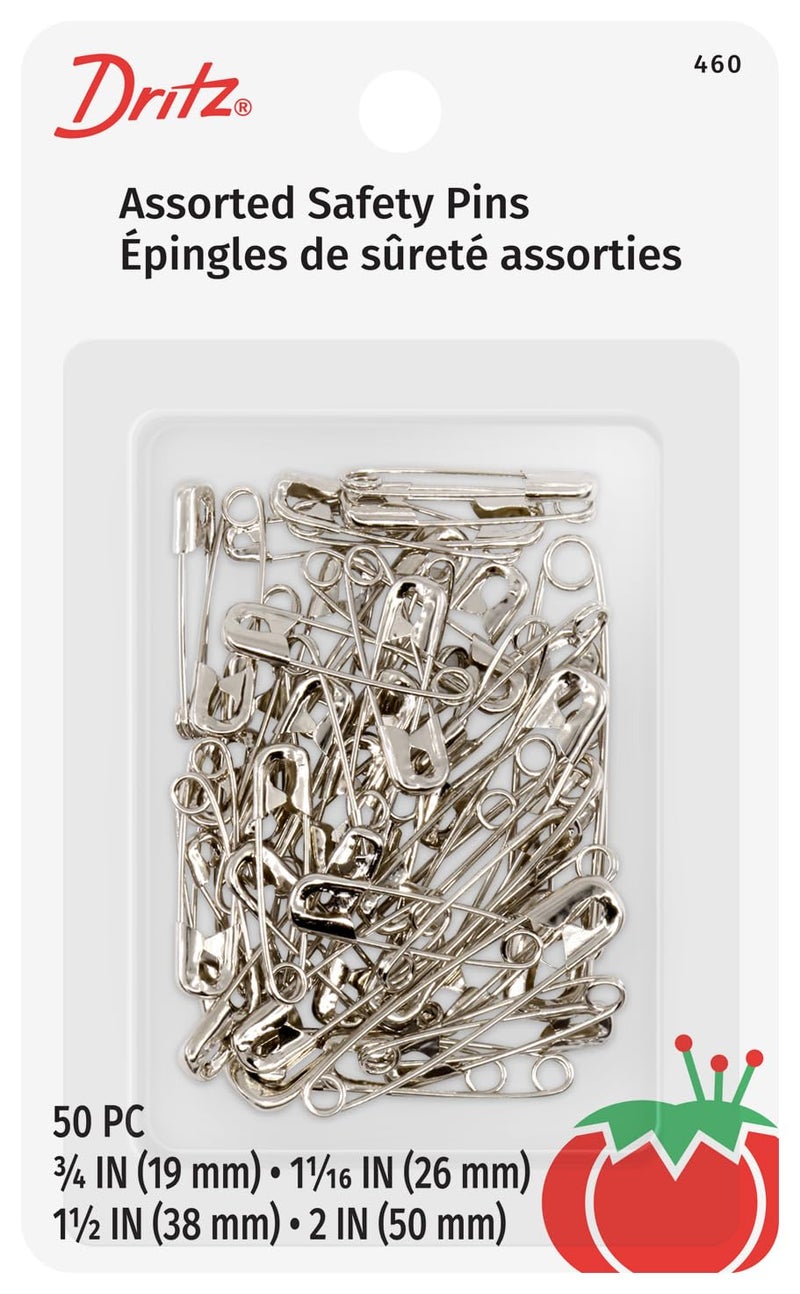 دريتز 460 Safety Pins, Nickel Plated Steel, Assorted Sizes (50-Count) - Image 1