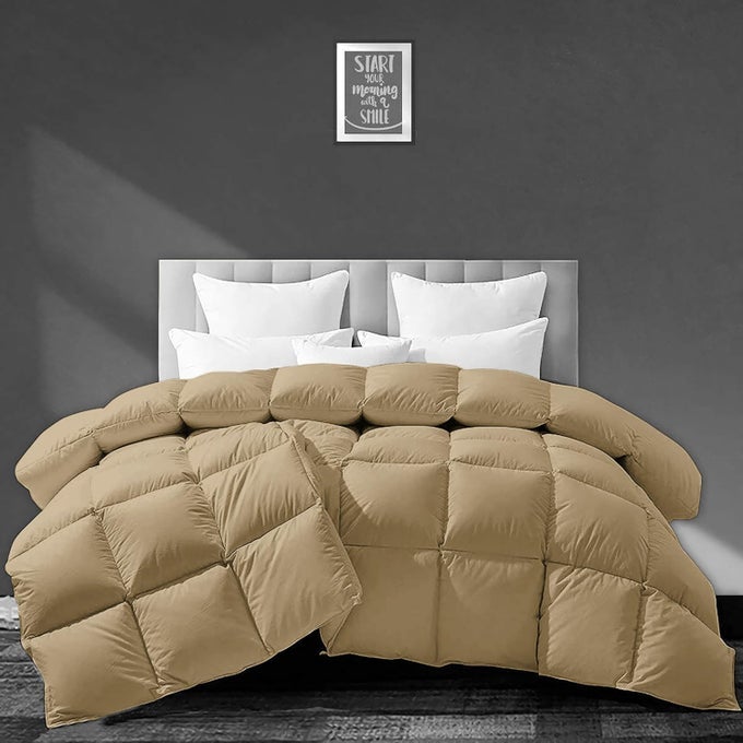 500 GSM WINTER COMFORTER DOUBLE BED SIZE 90X100 PREMIUM COLLECTION HEAVY WINTER QUILTED COMFORTER 500 GSM MICROFIBER FILL DUVETBLANKET DOUBLE BED BEIGE COLOR
