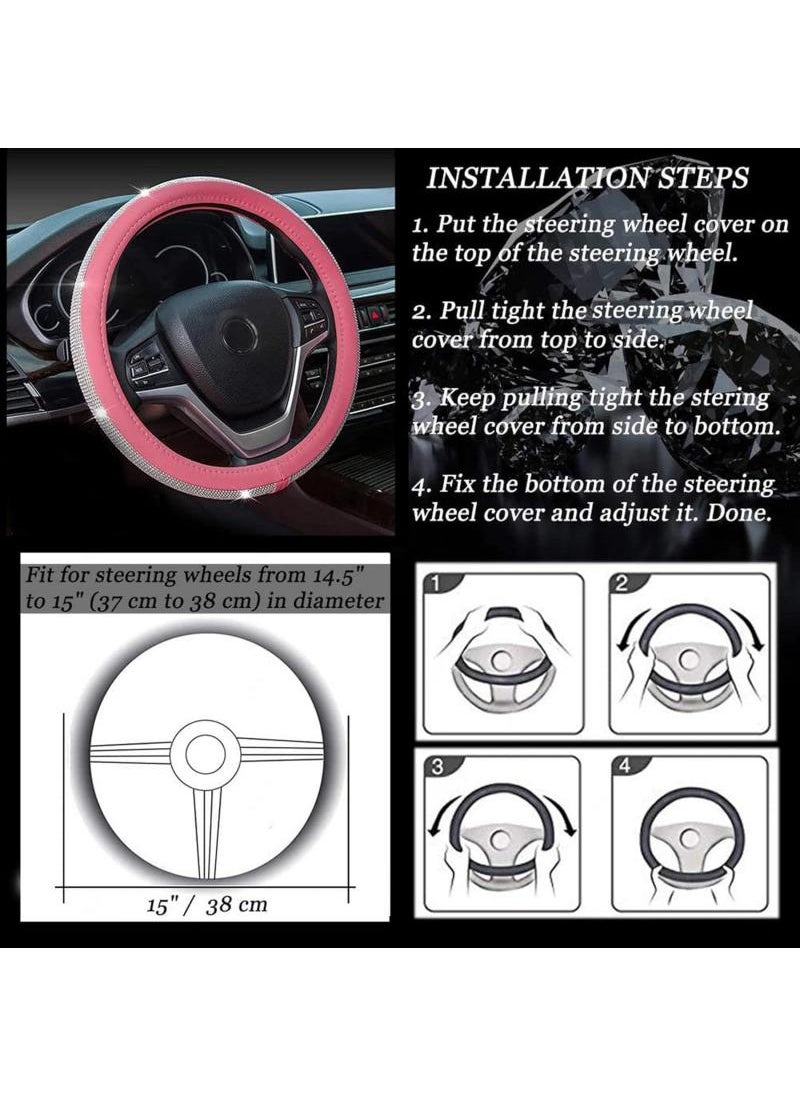 Sparkling Steer Wheel Cover Car Accessories Steering Wheel Cover Easy to Install 15 Inches Steering Wheel Cover Fits Most Vehicles Sedans And SUV Pink - pzsku/ZA0042DBFF9074780825CZ/45/_/1734420132/0346f15b-250f-44d7-be49-4f15ca644e66