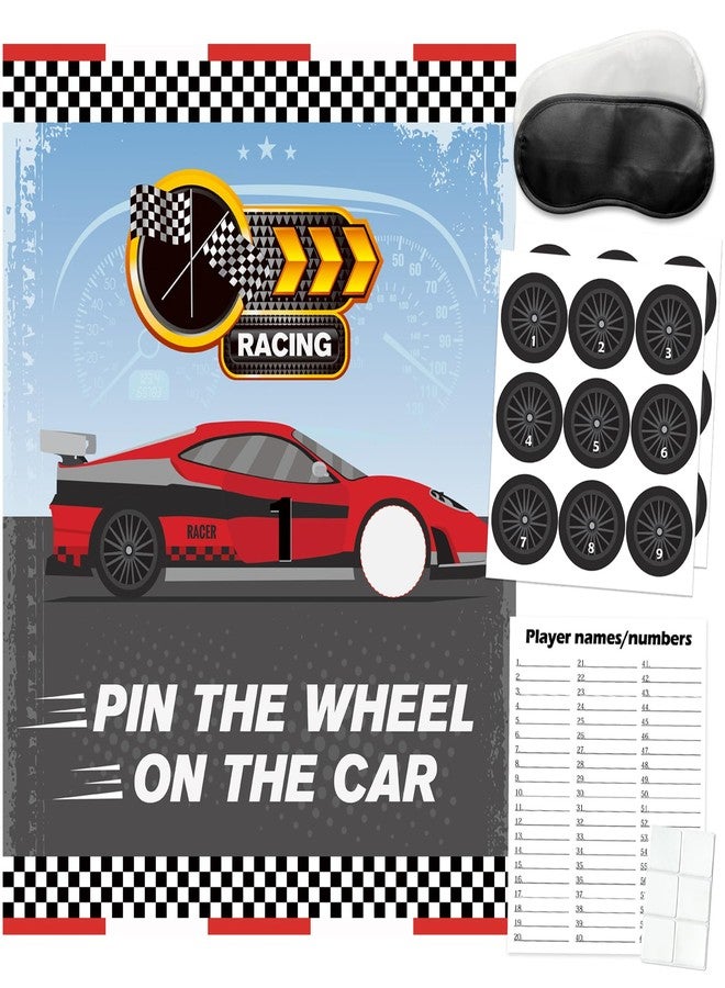 PARTYLOUD Cars Party Games, Pin The Wheel On The Car, Race Car Party Birthday Party Decorations Supplies Decor for Families Adult Groups - Image 1