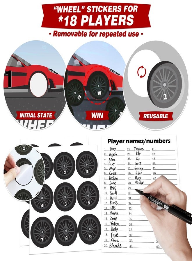 PARTYLOUD Cars Party Games, Pin The Wheel On The Car, Race Car Party Birthday Party Decorations Supplies Decor for Families Adult Groups - Image 3