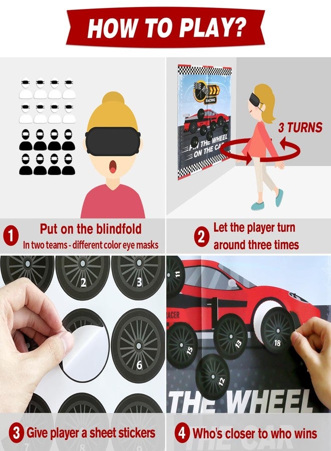 PARTYLOUD Cars Party Games, Pin The Wheel On The Car, Race Car Party Birthday Party Decorations Supplies Decor for Families Adult Groups - Image 5