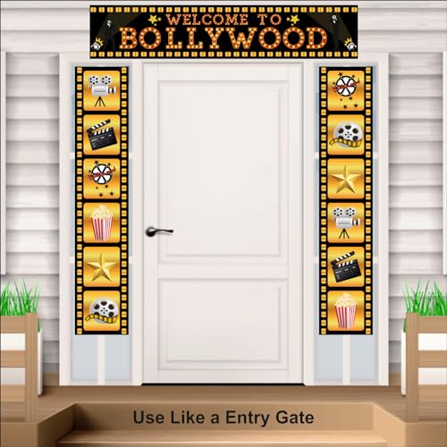 Party Baazaar Welcome to Bollywood Movie Night Poster | Bollywood Backdrop for Movie Party Decorations (Pack of 3, Multi Color, Size: 5x1 Feet) - Image 2