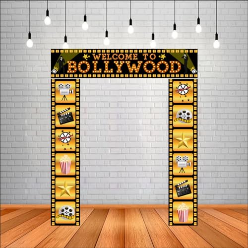 Party Baazaar Welcome to Bollywood Movie Night Poster | Bollywood Backdrop for Movie Party Decorations (Pack of 3, Multi Color, Size: 5x1 Feet) - Image 1