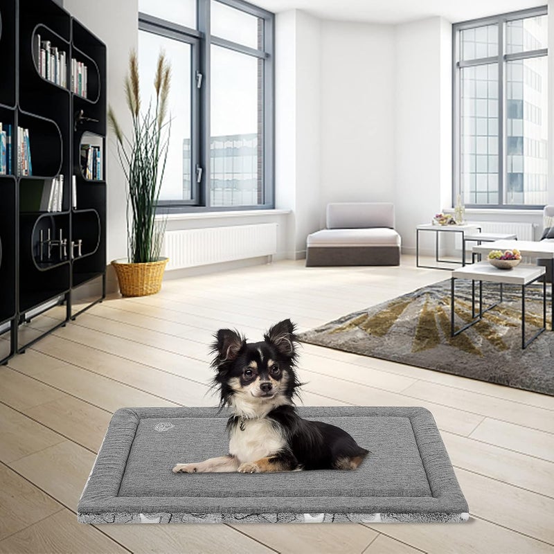 EMPSIGN Dog Crate Pad - Reversible Kennel Mat (Cool & Warm), Machine Washable, Cozy Star Pattern Sleeping Pad for Small Medium Large Dogs, All-Season Pet Bed, Suitable for 24"x18" Dog Crate, Grey - Image 5