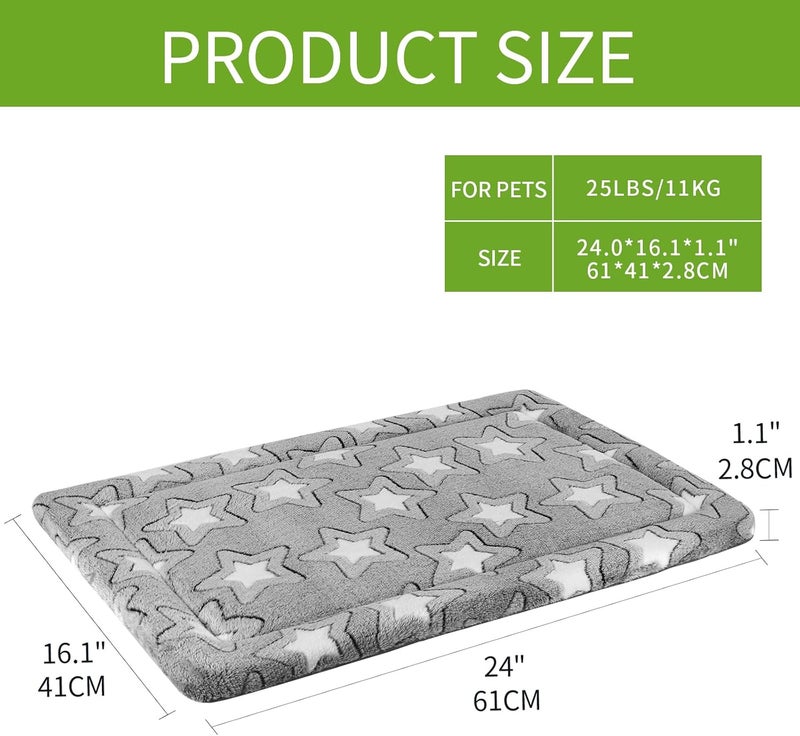 EMPSIGN Dog Crate Pad - Reversible Kennel Mat (Cool & Warm), Machine Washable, Cozy Star Pattern Sleeping Pad for Small Medium Large Dogs, All-Season Pet Bed, Suitable for 24"x18" Dog Crate, Grey - Image 2