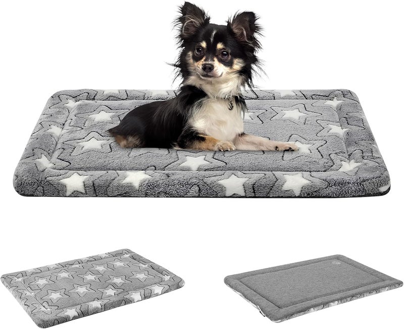EMPSIGN Dog Crate Pad - Reversible Kennel Mat (Cool & Warm), Machine Washable, Cozy Star Pattern Sleeping Pad for Small Medium Large Dogs, All-Season Pet Bed, Suitable for 24"x18" Dog Crate, Grey - Image 1