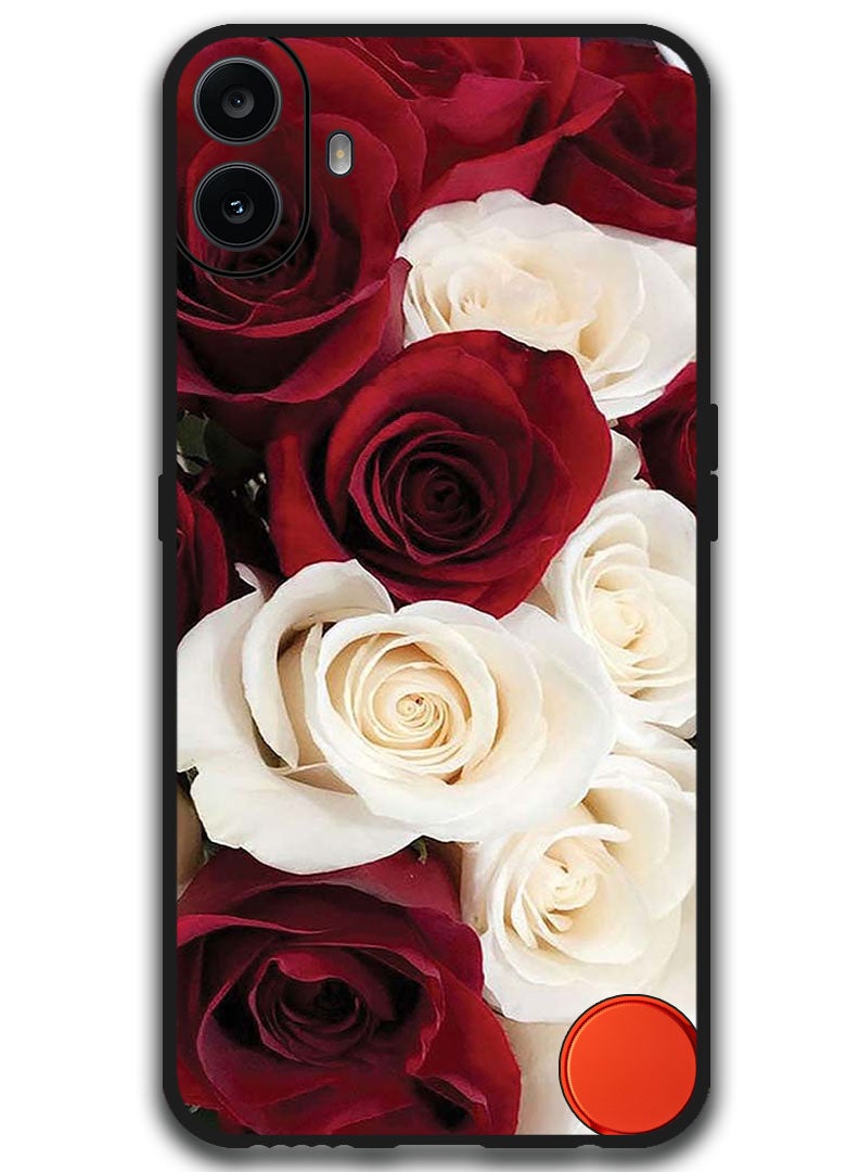 Theodor Protective Case Anti Scratch Shock Proof Bumper Cover For Nothing CMF Phone 1 White & Red Flower - Image 1