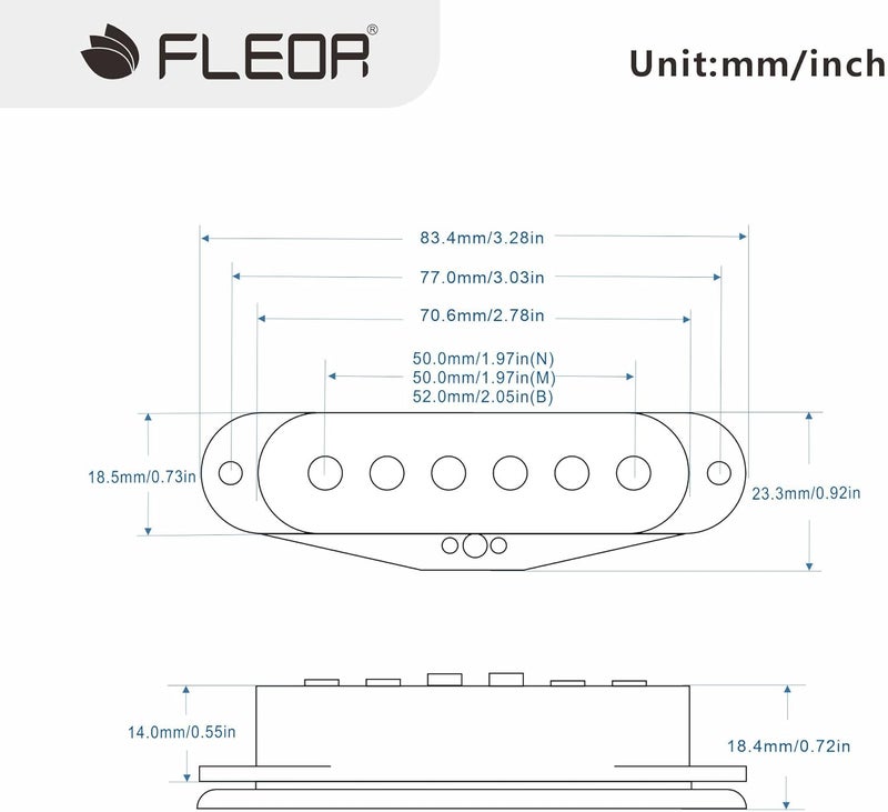 FLEOR مجموعة بيك أب جيتار بوبين فردي من ألينكو 5 للعنق/الوسط/الجسر، أسود - Image 1