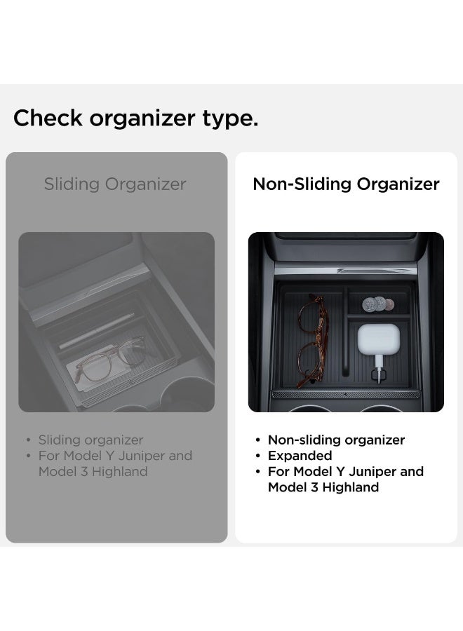 Spigen Non-Slide Center Console Organizer (Expanded Capacity) for Tesla Model Y Juniper (Only Premium & Performance 2026/25) & Model 3 Highland (Standard, Premium, Performance 2026/25/24) - Image 3