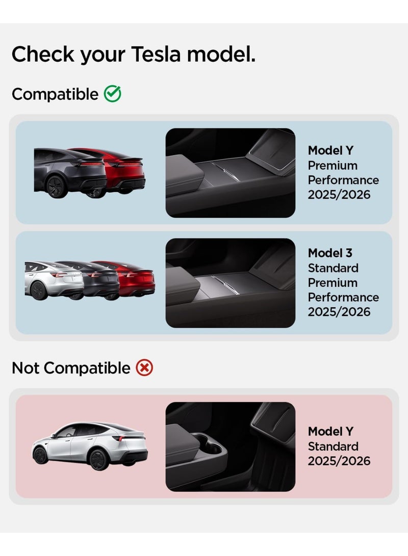 Spigen Non-Slide Center Console Organizer (Expanded Capacity) for Tesla Model Y Juniper (Only Premium & Performance 2026/25) & Model 3 Highland (Standard, Premium, Performance 2026/25/24) - Image 2