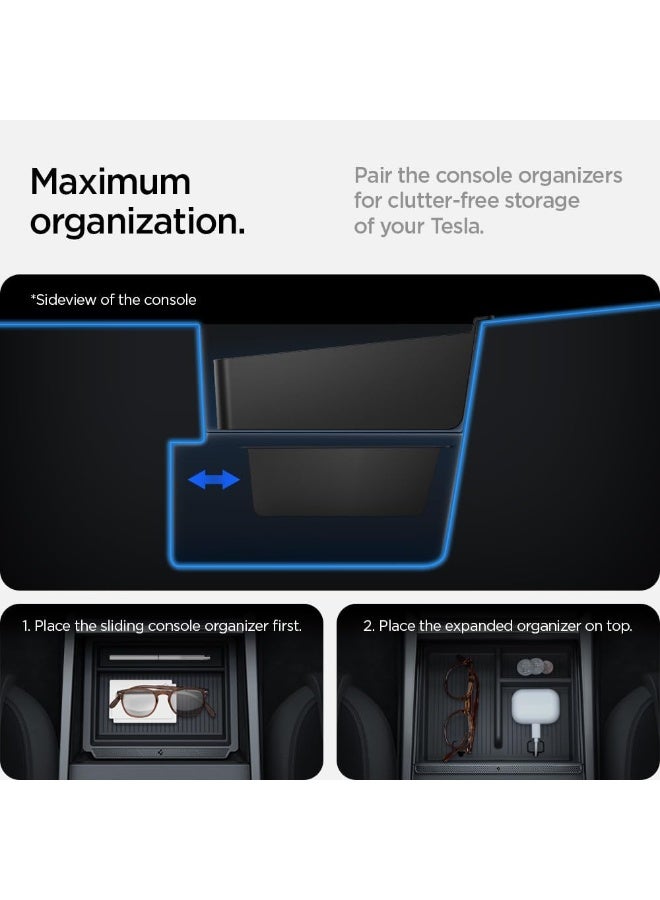 Spigen Non-Slide Center Console Organizer (Expanded Capacity) for Tesla Model Y Juniper (Only Premium & Performance 2026/25) & Model 3 Highland (Standard, Premium, Performance 2026/25/24) - Image 4