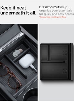 Spigen Center Console Organizer Tray [Non-Slide] (Carbon Edition) for Tesla Model 3 (2024) Highland  - Image 3