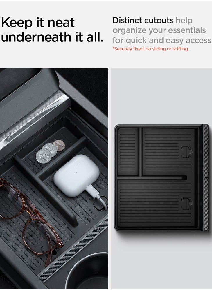 Spigen Center Console Organizer Tray [Non-Slide] (Carbon Edition) for Tesla Model 3 (2024) Highland  - Image 3