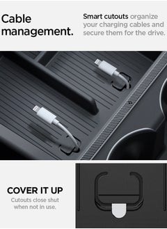 Spigen Center Console Organizer Tray [Non-Slide] (Carbon Edition) for Tesla Model 3 (2024) Highland  - Image 4