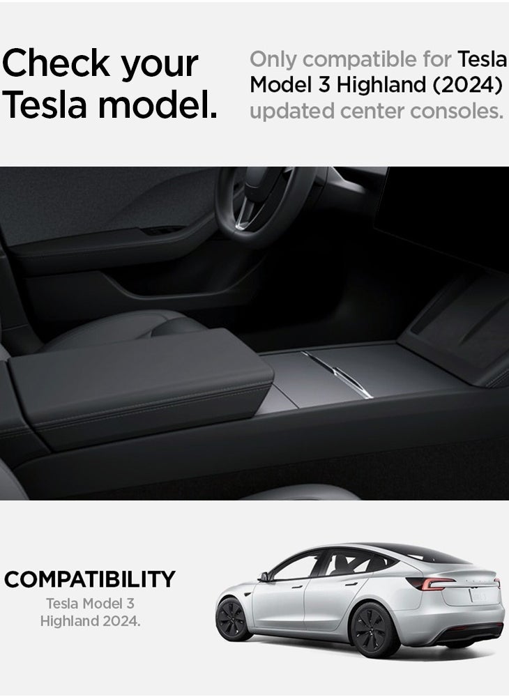 Spigen Center Console Organizer Tray [Non-Slide] (Carbon Edition) for Tesla Model 3 (2024) Highland  - Image 2