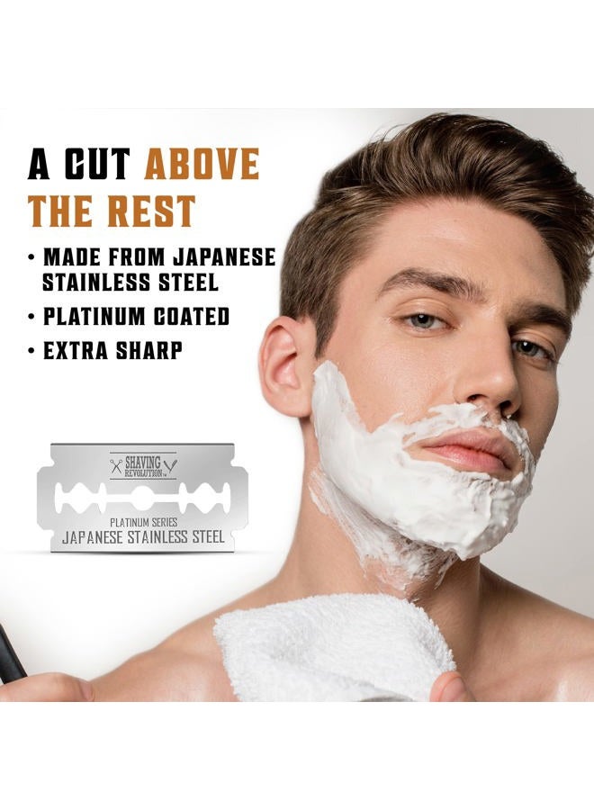 SHAVING REVOLUTION 50 Count Double Edge Razor Blades - Men's Safety for Shaving Platinum Japanese Stainless Steel a Smooth, Precise and Clean Shave - Image 3