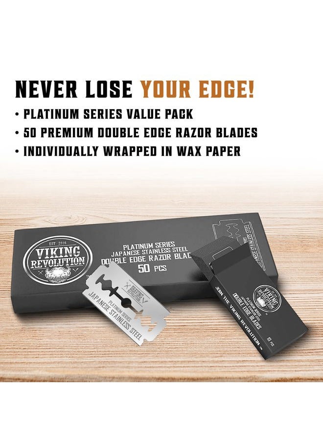SHAVING REVOLUTION 50 Count Double Edge Razor Blades - Men's Safety for Shaving Platinum Japanese Stainless Steel a Smooth, Precise and Clean Shave - Image 2