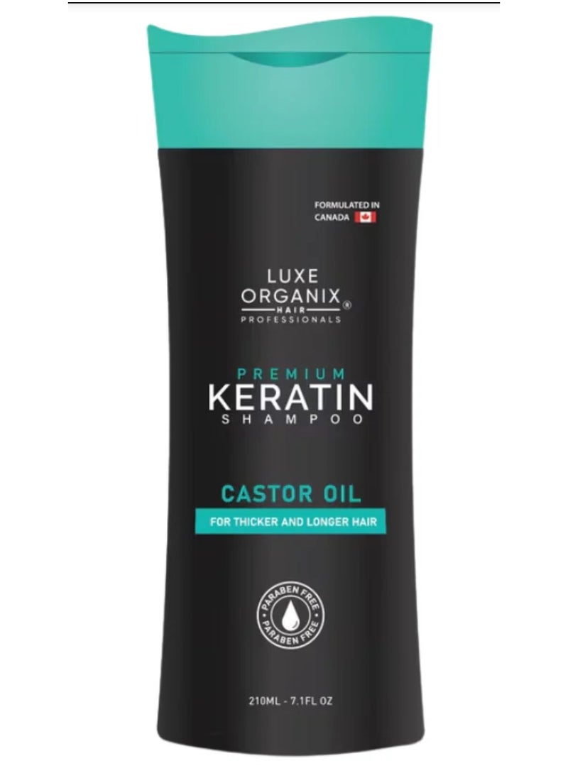 LUXE ORGANIX Premium Keratin Shampoo Castor Oil 210ml  - Image 1