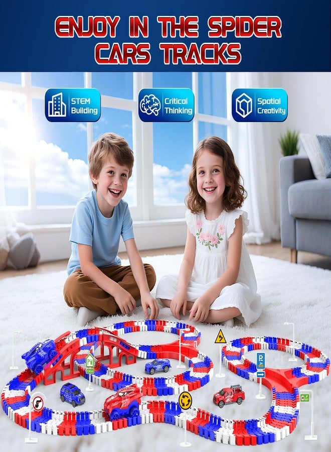 Desuccus Spider Toys for Boys 4-6, Create A Spider World Road Race Tracks with 2 Cool Spider Cars Toys for Kids Boys, Flexible Train Tracks Set for Age 3 4 5 6 7 8 Year & Up Old Boy Girls Birthday Gifts - Image 3