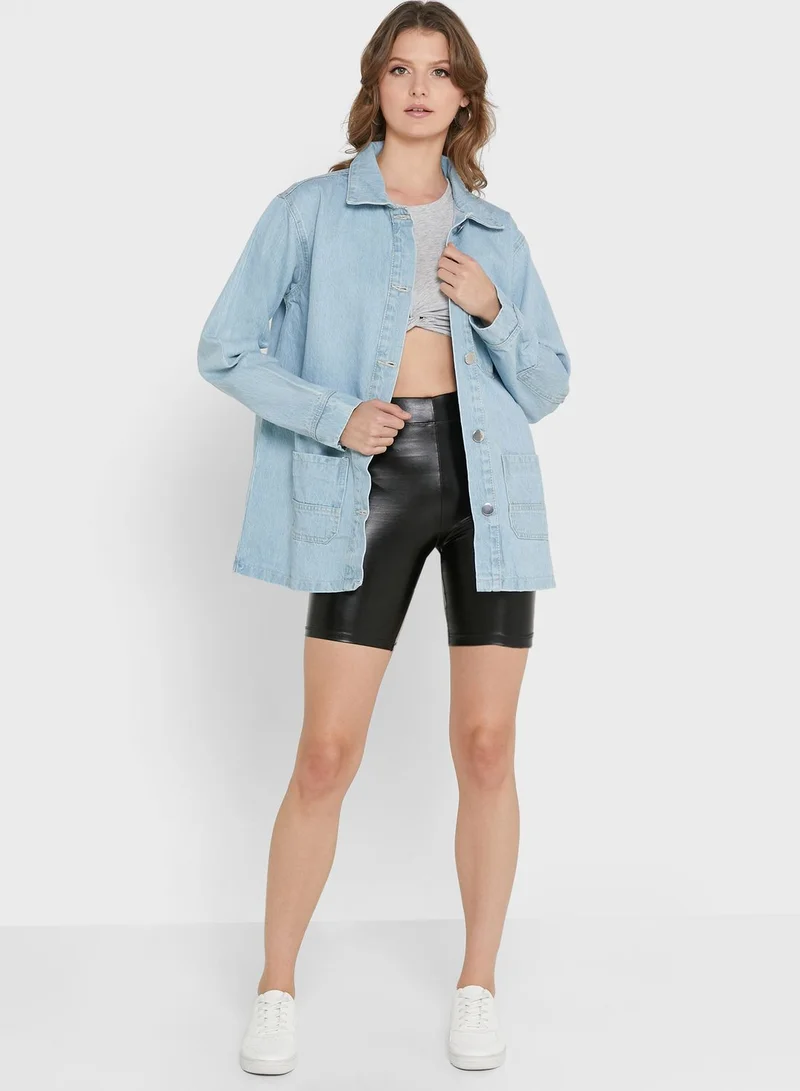 I SAW IT FIRST Oversized Pocket Detail Denim Jacket