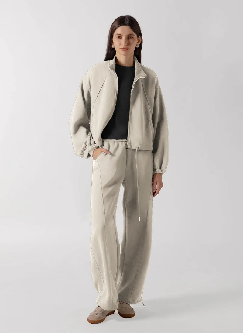 PANELED ZIP-UP JACKET SET