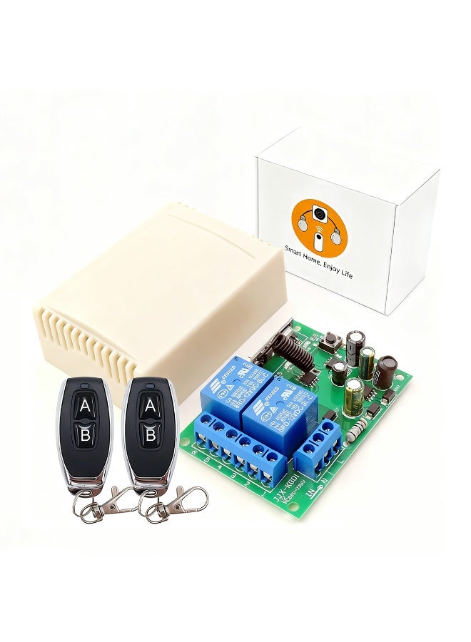 433MHz RF اللاسلكي التحكم عن بعد لريلي المرآب ، المحركات وأضواء LED ، 2 قنوات مستقلة مع 3 أوضاع العمل ، نطاق التحكم 50m ، متوافق متعدد البعد ، AC 85-250V 10A - Image 1