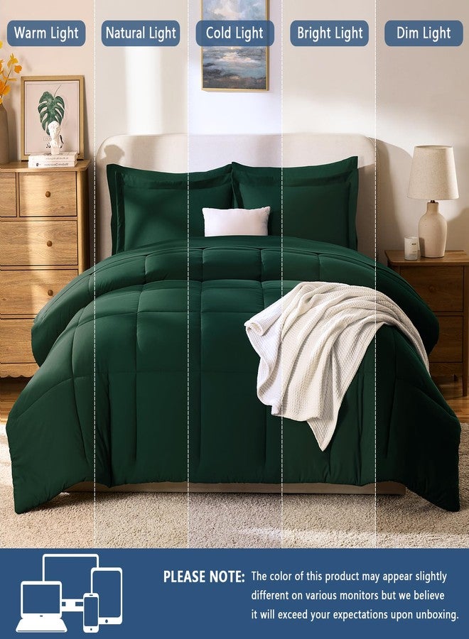 CozyLux Emerald Green King Size Comforter Set with Sheets - 7 Pieces Bed in a Bag, King Bedding Sets Bed Set for All Season with Comforter, Flat Sheet, Fitted Sheet, Pillowcases & Pillow Shams - Image 5